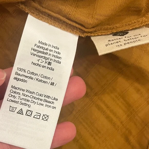 Madewell Brown/Mustard Square Neck Top with Balloon sleeve - Picture 5 of 9